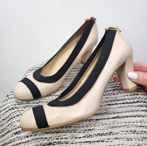 Stuart Weitzman Heels Size 6 Easily Pumps Ivory Black - Picture 1 of 8